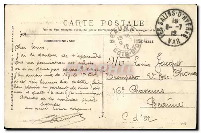 Submarino CIGOGNE — Marinha Militar Francesa — Fototipia Marius Bar — Toulon — Verso