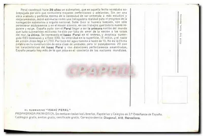 Onderzeeboot Isaac Peral — 1919 — Uitgever: C. P. T. Barcelona — Achterkant