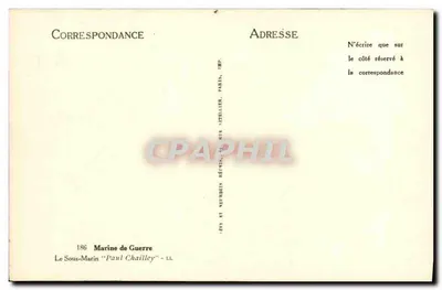 Submarino Paul Chailley — Marinha de Guerra — n° 186 — Verso