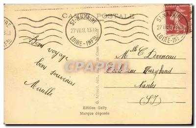 O Submarino "Sfax" — Marinha de Guerra Francesa — Composição de Robert BLONDEL — n°83 — Verso