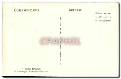 A ARMORIQUE — Escola dos Mousses — Marinha de Guerra — Verso