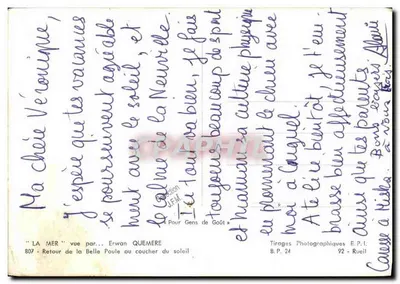 Morze — Powrót Belle Poule przy zachodzie słońca — Fototirage E.P.I. 92 - Rueil — Rewers