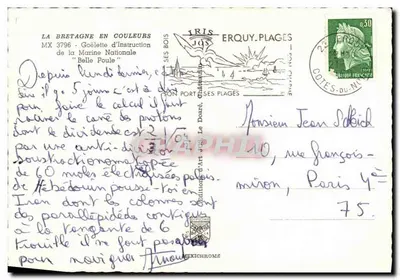 Belle Poule — Goleta da Marinha Nacional — Edições Art Jos, Erquy-Plages — Verso