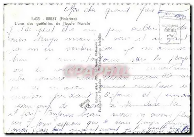 Brest (Finistère) — L'une des goélettes de l'École Navale — Éditions d'Art Jos — Rewers