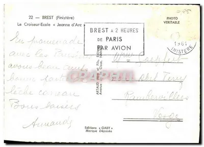 Statkowiec szkolny « Jeanne d'Arc » — Brest (Finistère) — Wydawnictwo Gaby — Rewers