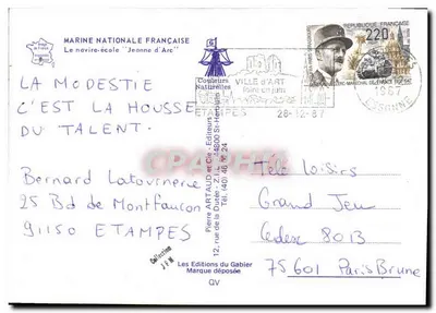 Navio-escola 'Jeanne d'Arc' — Marinha Nacional Francesa — Editor Pierre Artaud et Cie, n° 46 — Verso