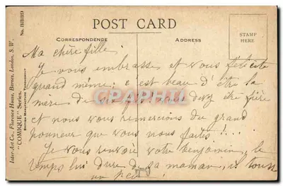 Kindje voor een wieg — 'JUST BORNED — A GIRL !' — Inter-Art Co. Florence House, Barnes, London, S.W. — No. 8839 — Achterkant
