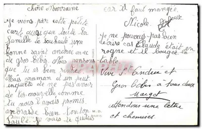 Girl holding a baby — Happy Birthday — Publisher M.D. Paris, series No. 2775 — Back