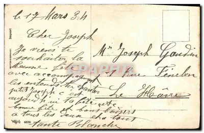 Deux enfants chantant et jouant de la flûte — Bonne fête — Imprimerie de W. B. & C. 6070 — Verso