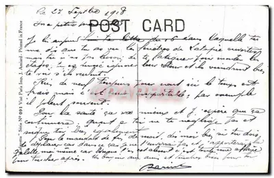 Criança com seu ursinho — cartão postal ilustrado — Impressora J. Amiard, Paris, série N° 091 — Verso