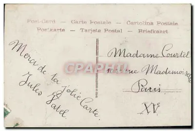 Chica sonriente — decorado floral y pájaros — Lemairé, París, n° 4347 — Reverso