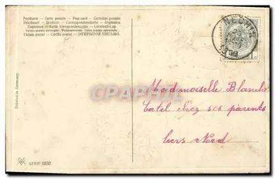 Bambina con un carrello di violette — Buon compleanno — serie 8530, stampata in Germania — Verso