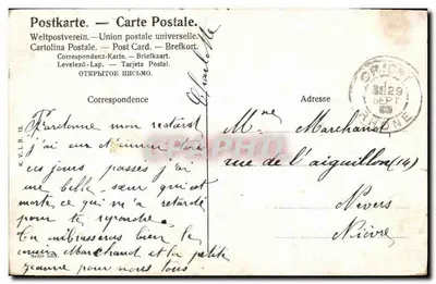 Meisje en hond — genre-scène — uitgever K.V.L.B. 12, serie 583 — Achterkant