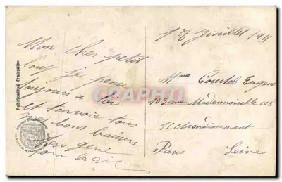 Mädchen mit dreifarbiger Fahne — Rosen der Elsass an der französischen Fahne — DIX 179/5 — Rückseite