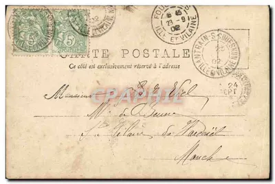 Três crianças sob um guarda-chuva — cena de chuva — A.N.-PARIS — Verso