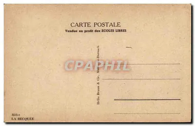 Kobieta i dzieci przy murze — scena życia — wydawca Millet, La Becquée — Rewers