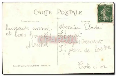 Niños delante de una ventana — Feliz Año — Em. Brocheriaux, París - Serie N°1 — Reverso