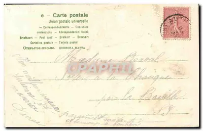 Femme et enfant dans un jardin printanier — Souvenir de Printemps — éditeur non visible — Verso