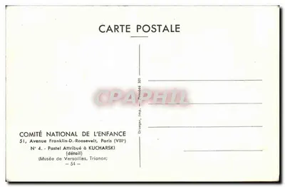 Retrato de criança — museu de Versailles — Comitê Nacional da Criança, n°4 — Verso