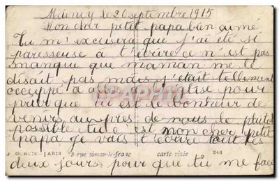 Uśpiona dziewczyna — scena wojenna na tle — wydawca GURCET, Paryż — Rewers