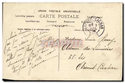 Mujer en vestido azul y sombrero de rosas — Carlier — Ruellens, París, S.J.P. n°1285 — Reverso