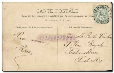 M. Desgenets — Retrato feminino em vestido azul claro e renda — Reustlinger Paris n°1067 — Verso