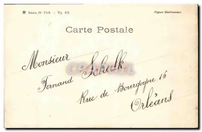 Jovem mulher em vestido amarelo — flores lavanda — D. DIDIER, Paris — Verso