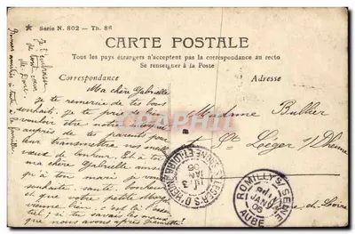 Femme en robe à pois et chapeau fleuri — portrait de profil — éditeur Sterbing Paris, série N. 802 — Rewers