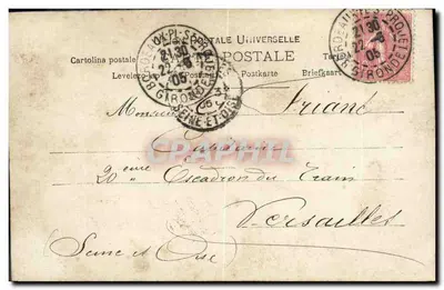 Réjane — Retrato com vestido azul claro e chapéu decorado — editor Rauretenger, Paris, n° 358 — Verso