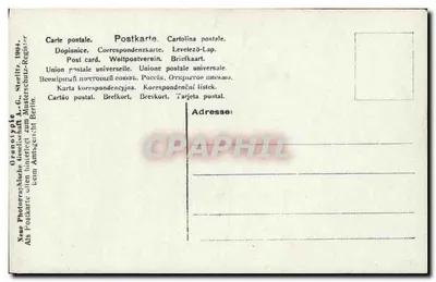 Fada e crianças em um jardim — editor: Neue Photographische Gesellschaft A.-G., Berlim, 1904 — Verso