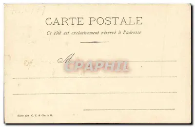 Kobieta w sukni z motywami kwiatowymi i kapeluszu — C.T. & Cie. w G. — seria 129 — Rewers