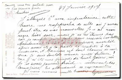 Jovem mulher em perfil — obra de C. A. Leno — editor C. A. Leno, Paris — Verso