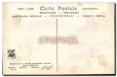 Jovem mulher deitada em um sofá — Salão de 1914 — Sociedade dos Artistas Franceses, Édouard Gelhay — Verso
