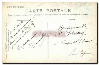 Eu penso em você — mulher comendo cerejas — Marque Étoile, série 3386 — Verso