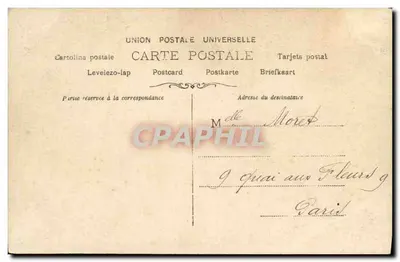Młoda kobieta w kapeluszu z wstążką — E. DE VÈRE — wydane przez Reuillinger, Paryż, nr 970 — Rewers