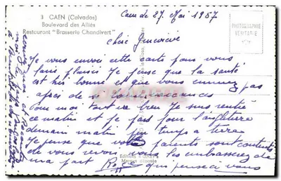 Widok z Caen — Boulevard des Alliés i kościoł — Gaby — Rewers