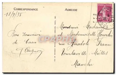 Caen — Stary Hotel Valois w Eecoville. (XVII wiek) — Lucarny i kampanile — ND — Rewers