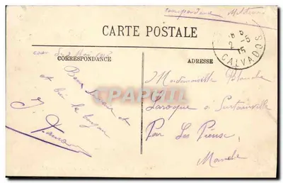 Antieke ansichtkaart Caen — Het Hotel de Ville en Square — Achterkant