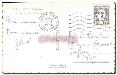 Ogród Botaniczny — Caen (Calvados) — Wydawnictwo GABY, nr 112 — Rewers