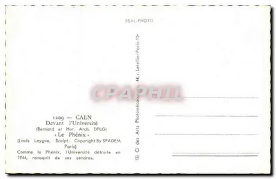 Caen — Przed Uniwersytetem — Louis Leygue, Rzeźbiarz. Copyright By SPADEM Paris — Rewers