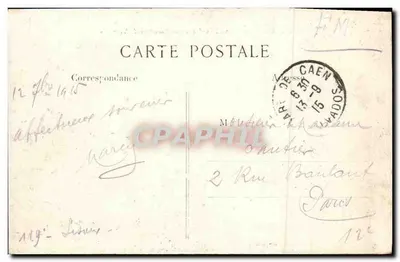 Stara pocztówka Caen Plac Alexandre III Panorama Vaucelles — Rewers