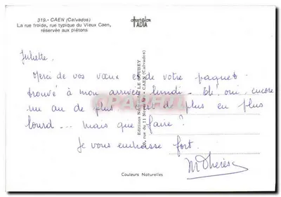Caen — typowa ulica Starego Caen — wydawca LE GOUBEY, nr 319 — Rewers