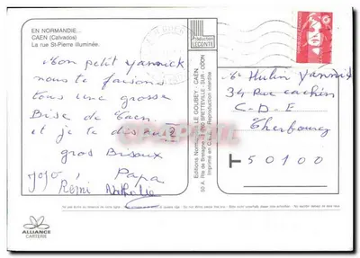 Caen — rua St-Pierre iluminada — Editions Normandie, Le Goubey — Verso
