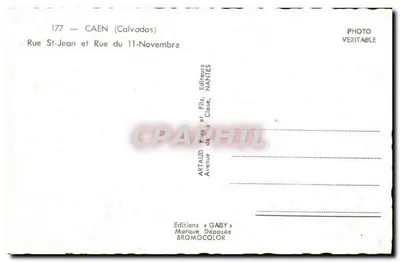 Rue St-Jean i Rue du 11-Novembre w Caen — Wydawca Gaby, nr 177 — Rewers