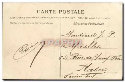 Bilhete postal antigo CAEN — Palácio da Universidade — J. Bnachet (Depositado) — Verso