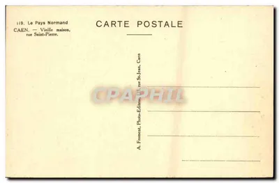 Caen — Stara budowa, ulica Saint-Pierre — A. Froment, Fotograf i wydawca, 123, ulica St-Jean, Caen — Rewers