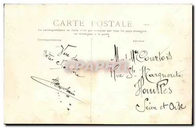 Stara pocztówka Caen — Cours Sadi Carnot i Prair — Rewers