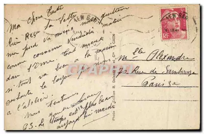 Stara pocztówka Caen Czerwiec Lipiec Rue de l'Eglise Saint Julien Militaria — Rewers