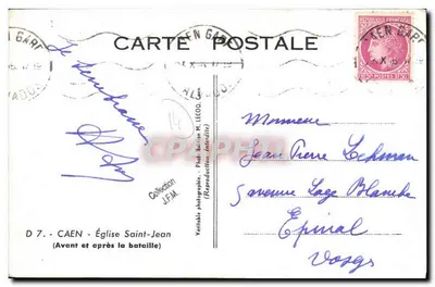 Caen - Igreja de São João — Antes e depois da batalha — Fot. M. LECOQ — Verso