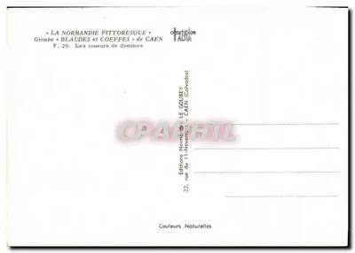 Les joueurs de dominos — Groupe « Blaudes et Coeffes » de Caen — Éditeur Emy — Verso
